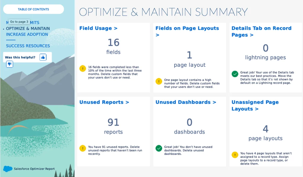 optimize and maintain summary