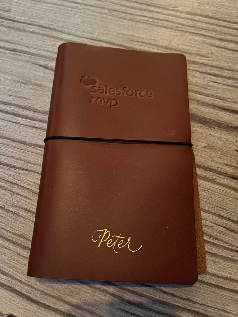 2. Dreamforce showered their elite Hall of Famers like Peter with exclusive events and perks throughout the week! Embossed notebooks personalized on-site with calligraphy was a huge hit! So cool!