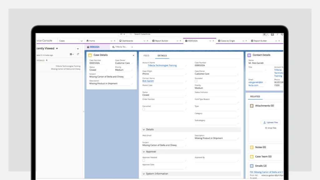 Salesforce Service Cloud case details