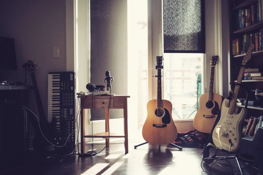 guitars on stands