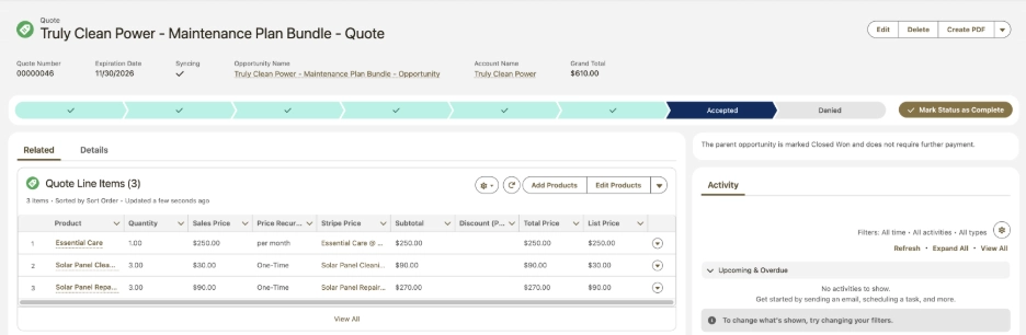 stripe for salesforce billing launchpad dashboard