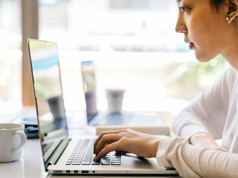 Woman using laptop