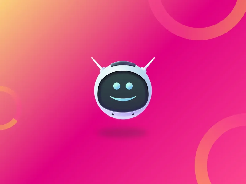 orange and pink gradient with ai agent icon